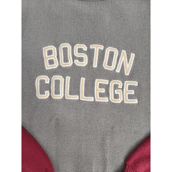 HillFlint Boston Collegiate Knitted Sweater Mens L Gray Red Crew Neck University - Picture 5 of 10